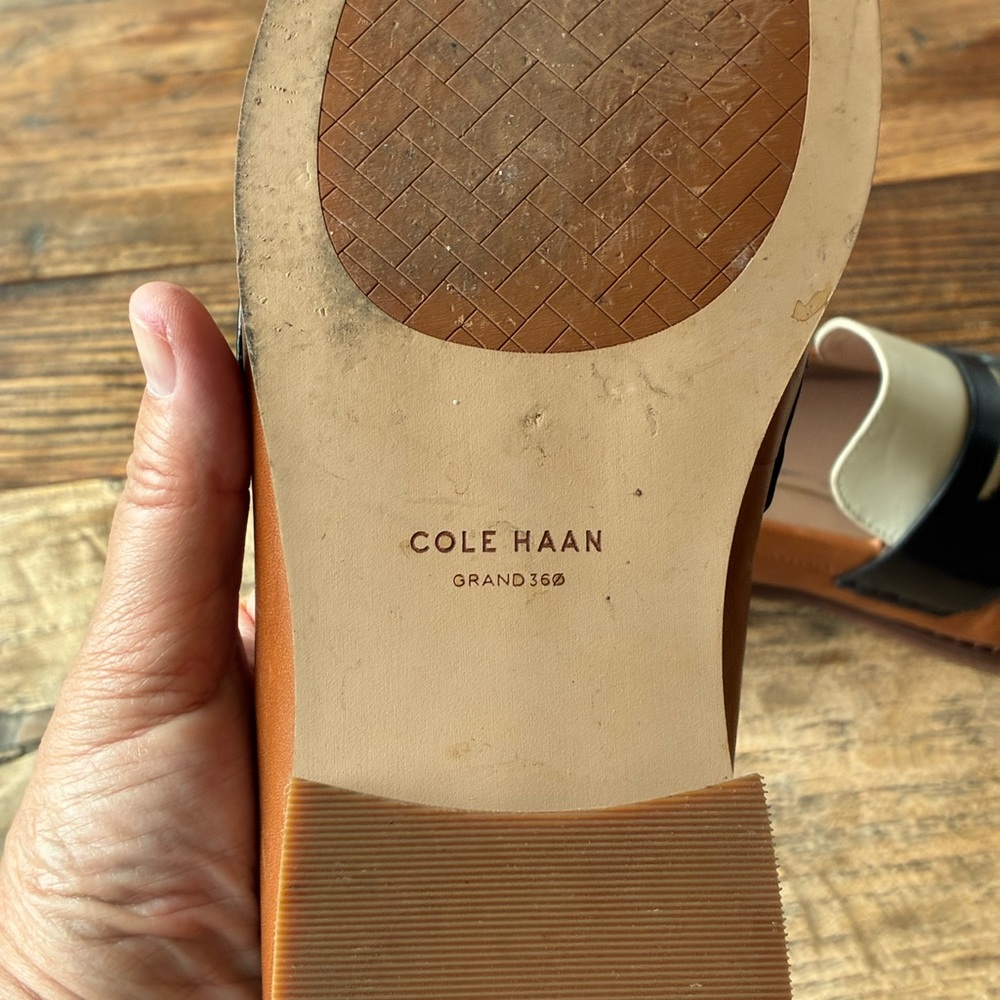 Cole Haan Three-Tone Leather Penny Loafers — Cream, Black & Tan - Picture 5 of 5